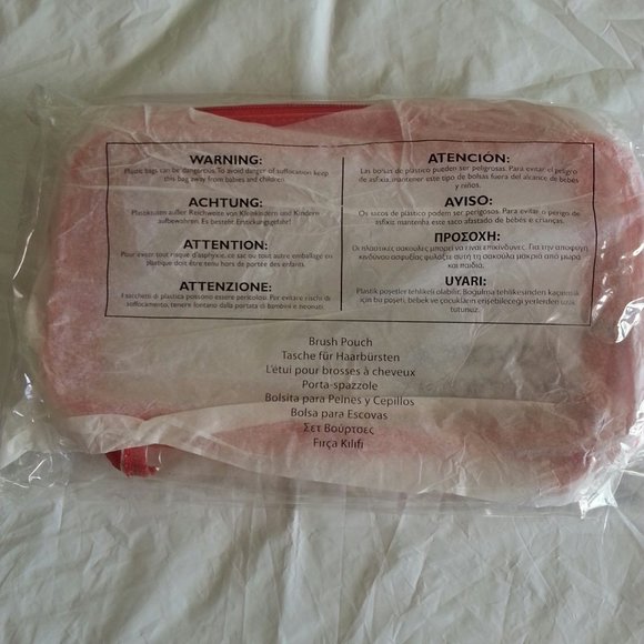 -Transparent clear red wide all round zip closure cosmetic case toiletry bag new - Picture 3 of 3